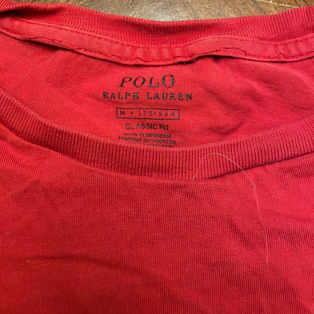 Polo classic mens red short-sleeve tee shirt left breast pocket size medium - Picture 2 of 3